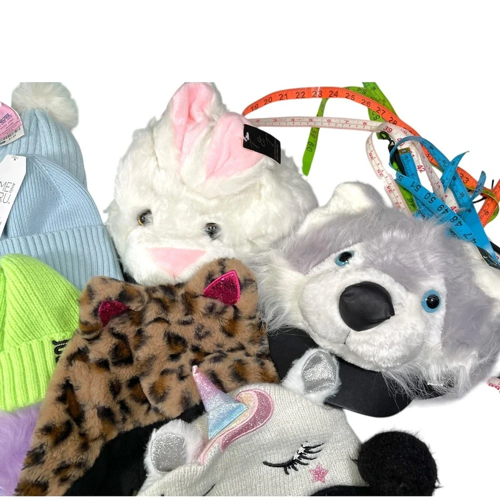 Mixed Lot of Girls Winter‎ Hats & Glove Beanie Sequin Animal Pom Knit Cap